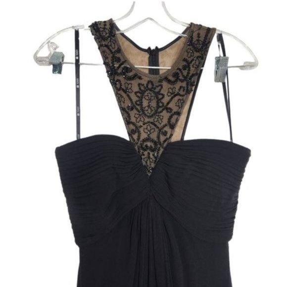 TADASHI Collection 100% Silk Beaded Halter Gown - size 4. M - Picture 4 of 12